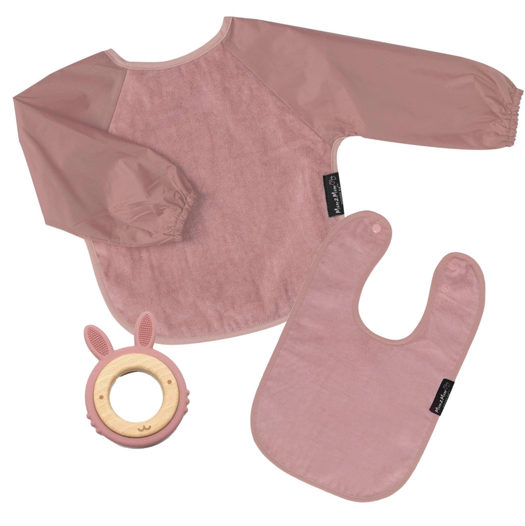 Bundle - Bavoirs et anneau de dentition rose poussiéreux