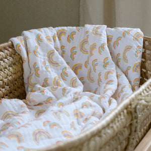 Gift - Rainbow Blanket, Muslins, Burp Cloths & Bib