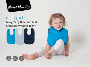 3 PACK - Mum 2 Mum Standard Bibs -  Navy / Baby Blue / Teal