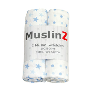 Muslin Swaddles Two Pack - Spot/Star Print